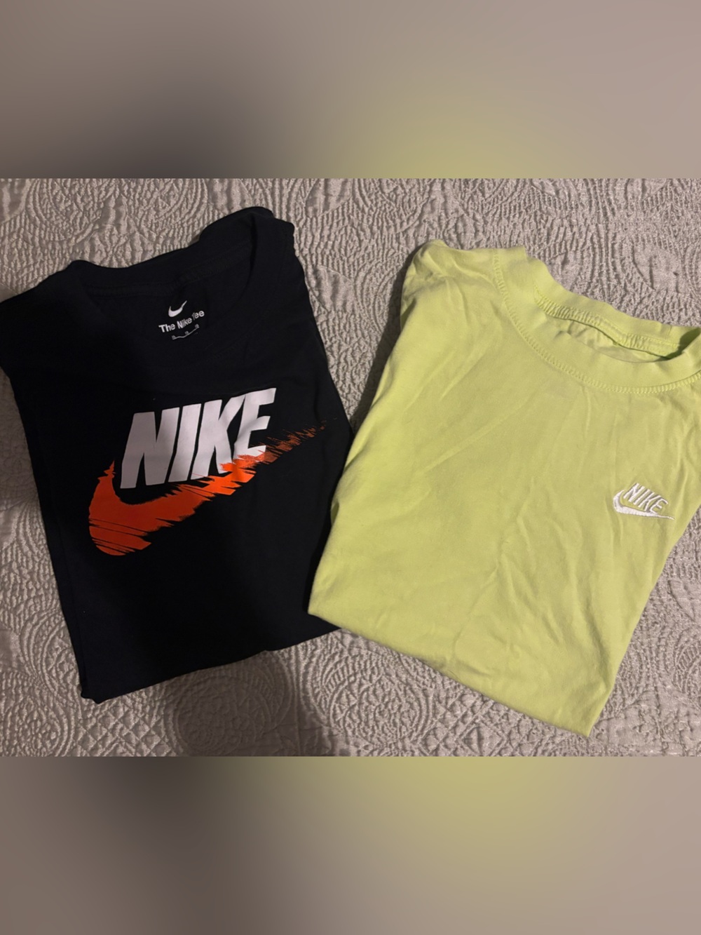 Nike Kids Short-Sleeve Tees - Black with Orange Logo & Neon Yellow